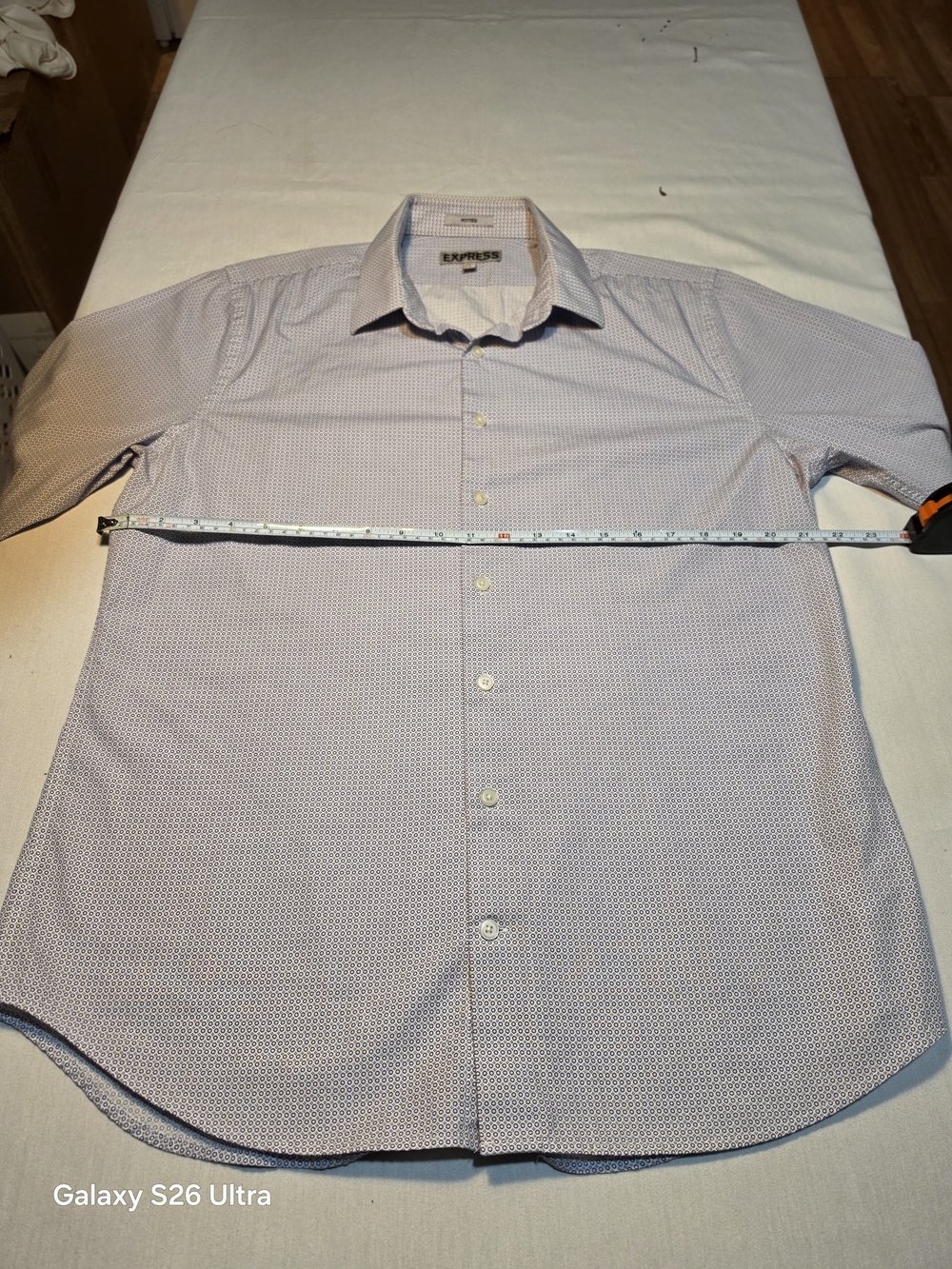 Express Men's Light Blue Micro-Pattern Dress Shirt